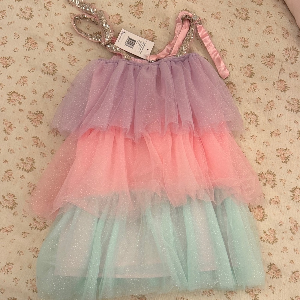 Lola + The Boys Pastel Layered Tulle Dress in Lavender, Pink, Mint